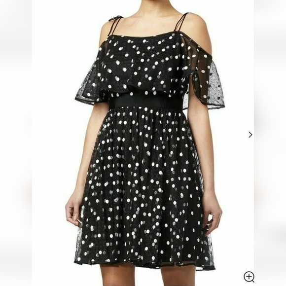 Adrianna Papell Dot Pleated Tulle Dress, Sz 2, NWT - Picture 1 of 7